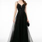 Embellished Illusion Deep V-Neck Dress - GL2891 Elizabeth K