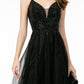 Embellished Illusion Deep V-Neck Dress - GL2891 Elizabeth K
