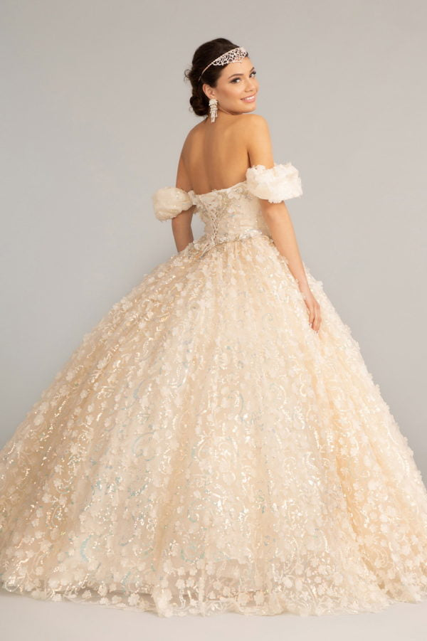 Elizabeth K - GL3019 - 3D Floral Jewel Embellished Sequin Sweetheart  Quinceanera Dress
