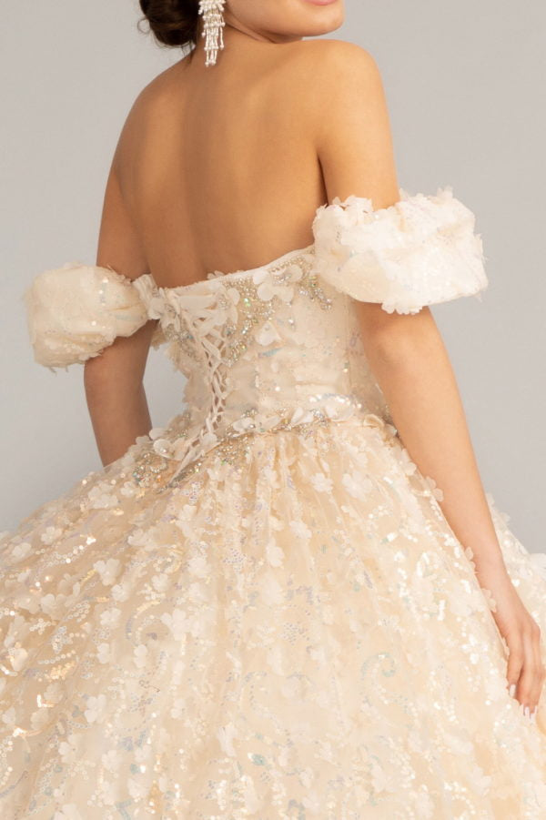 Elizabeth K - GL3019 - 3D Floral Jewel Embellished Sequin Sweetheart  Quinceanera Dress
