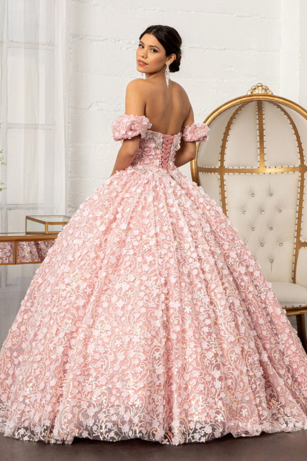 Elizabeth K - GL3019 - 3D Floral Jewel Embellished Sequin Sweetheart  Quinceanera Dress