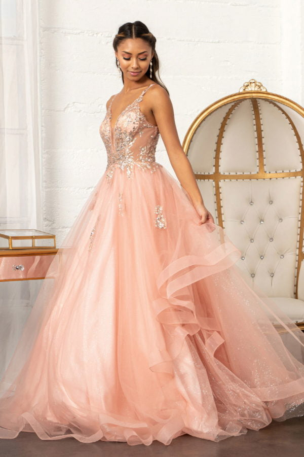 Elizabeth K - GL3021 - Glitter Embellished Mesh Sequin Quinceanera Dress