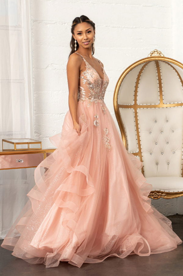 Elizabeth K - GL3021 - Glitter Embellished Mesh Sequin Quinceanera Dress