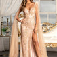 GL3047 - GLS by Gloria - Feather-Shoulder Embellished Glitter Mermaid Gown - Special Occasion/Curves