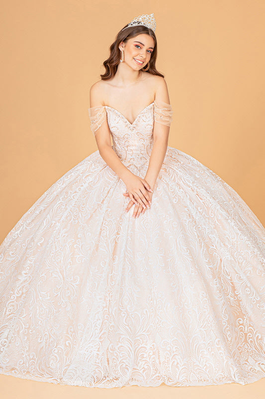 Elizabeth K - GL3073 - Mesh Off-Shoulder Sleeve Quinceanera Dress