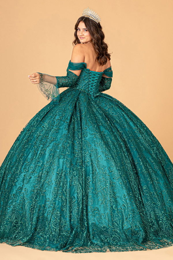 Elizabeth K - GL3073 - Mesh Off-Shoulder Sleeve Quinceanera Dress