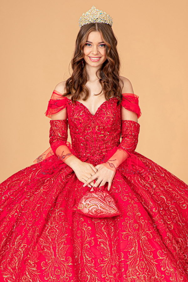 Elizabeth K - GL3073 - Mesh Off-Shoulder Sleeve Quinceanera Dress