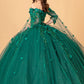 Off Shoulder Mesh Quinceanera Gown w/ Shoulder Side Mesh Drapes by Elizabeth K - GL3075