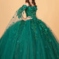 Off Shoulder Mesh Quinceanera Gown w/ Shoulder Side Mesh Drapes by Elizabeth K - GL3075