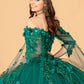 Off Shoulder Mesh Quinceanera Gown w/ Shoulder Side Mesh Drapes by Elizabeth K - GL3075