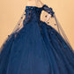 Off Shoulder Mesh Quinceanera Gown w/ Shoulder Side Mesh Drapes by Elizabeth K - GL3075