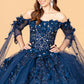 Off Shoulder Mesh Quinceanera Gown w/ Shoulder Side Mesh Drapes by Elizabeth K - GL3075