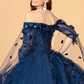 Off Shoulder Mesh Quinceanera Gown w/ Shoulder Side Mesh Drapes by Elizabeth K - GL3075