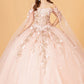 Off Shoulder Mesh Quinceanera Gown w/ Shoulder Side Mesh Drapes by Elizabeth K - GL3075