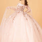 Off Shoulder Mesh Quinceanera Gown w/ Shoulder Side Mesh Drapes by Elizabeth K - GL3075