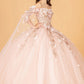 Off Shoulder Mesh Quinceanera Gown w/ Shoulder Side Mesh Drapes by Elizabeth K - GL3075