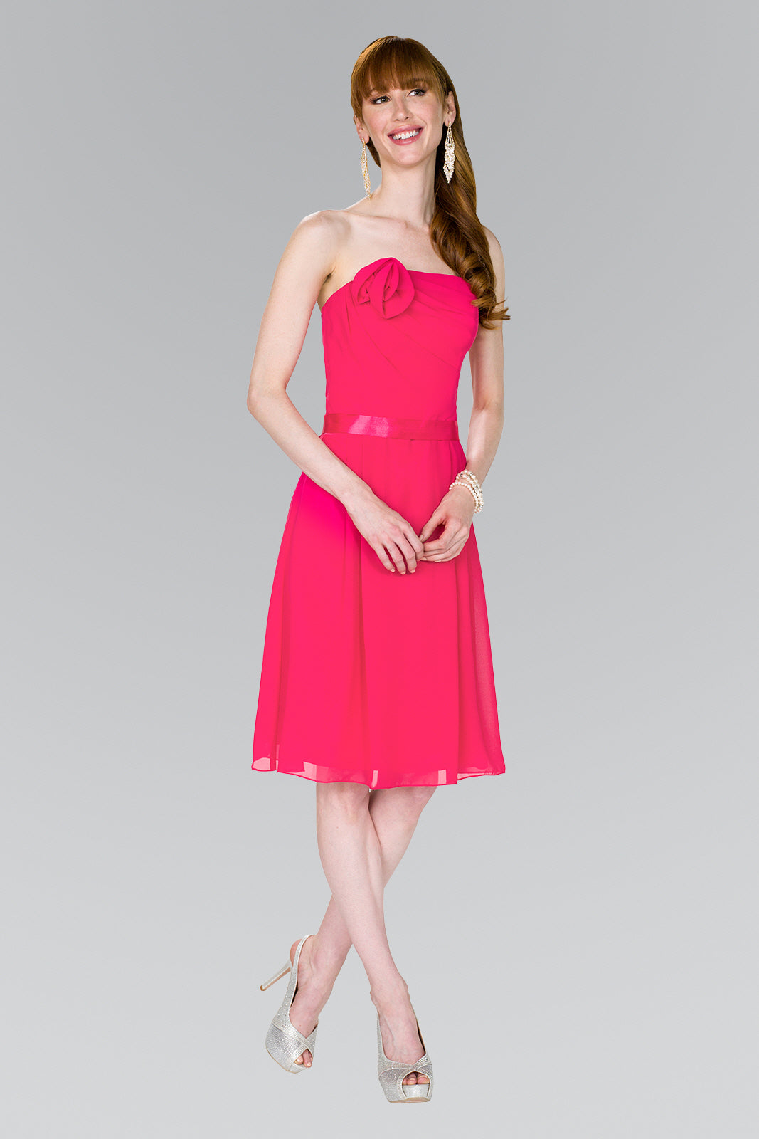 Elizabeth K - GS1080 - Chiffon Straight Across Cocktail Dress - Short