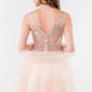 Elizabeth K - GS1968 - Embellished Bodice V-Neck Tulle Short Cocktail Dress