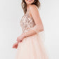 Elizabeth K - GS1968 - Embellished Bodice V-Neck Tulle Short Cocktail Dress