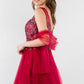 Elizabeth K - GS1968 - Embellished Bodice V-Neck Tulle Short Cocktail Dress