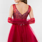 Elizabeth K - GS1968 - Embellished Bodice V-Neck Tulle Short Cocktail Dress