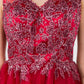 Elizabeth K - GS1968 - Embellished Bodice V-Neck Tulle Short Cocktail Dress