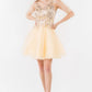 Elizabeth K - GS1968 - Embellished Bodice V-Neck Tulle Short Cocktail Dress