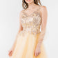 Elizabeth K - GS1968 - Embellished Bodice V-Neck Tulle Short Cocktail Dress