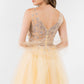 Elizabeth K - GS1968 - Embellished Bodice V-Neck Tulle Short Cocktail Dress