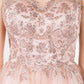 Elizabeth K - GS1968 - Embellished Bodice V-Neck Tulle Short Cocktail Dress