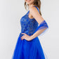 Elizabeth K - GS1968 - Embellished Bodice V-Neck Tulle Short Cocktail Dress