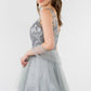 Elizabeth K - GS1968 - Embellished Bodice V-Neck Tulle Short Cocktail Dress