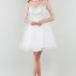 Elizabeth K - GS1968 - Embellished Bodice V-Neck Tulle Short Cocktail Dress