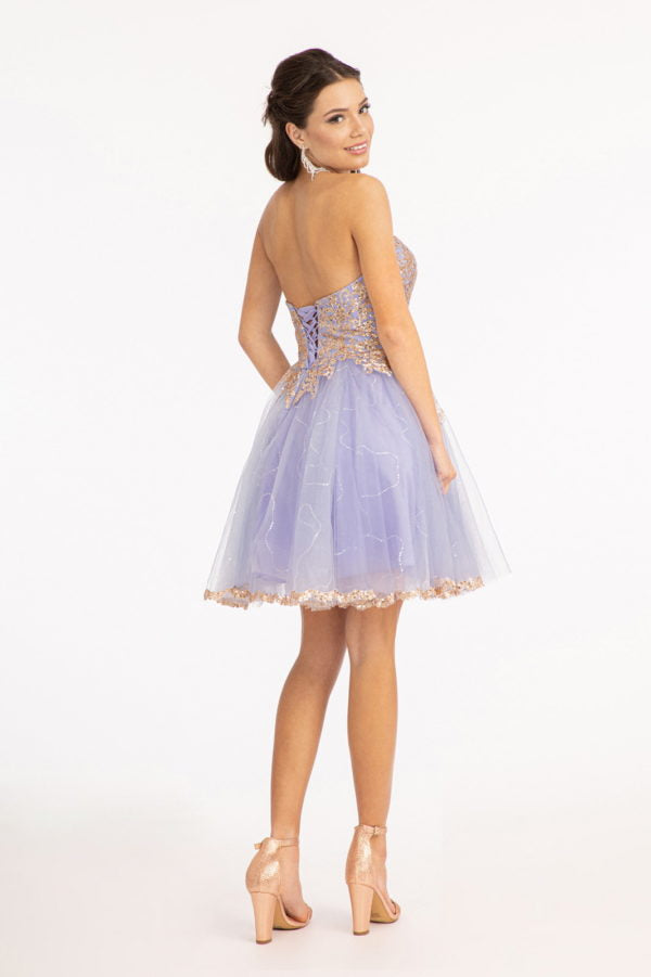 Elizabeth K - GS1980 - Glitter and Sequin Sweetheart Cocktail Dress  - Short