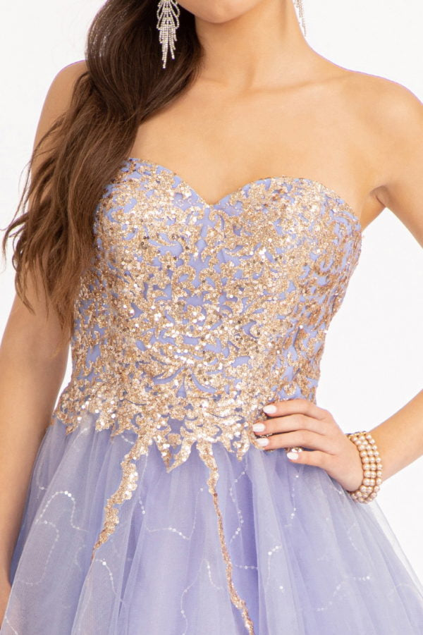 Elizabeth K - GS1980 - Glitter and Sequin Sweetheart Cocktail Dress  - Short