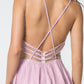 Elizabeth K - GS2839 - V-Neck Glitter Crepe Cocktail Dress - Short