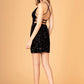 Elizabeth K - GS3084 - Velvet Sequin Sweetheart Neck Cocktail Dress - Short