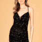 Elizabeth K - GS3084 - Velvet Sequin Sweetheart Neck Cocktail Dress - Short