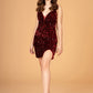 Elizabeth K - GS3084 - Velvet Sequin Sweetheart Neck Cocktail Dress - Short