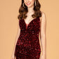 Elizabeth K - GS3084 - Velvet Sequin Sweetheart Neck Cocktail Dress - Short