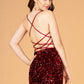 Elizabeth K - GS3084 - Velvet Sequin Sweetheart Neck Cocktail Dress - Short