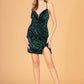 Elizabeth K - GS3084 - Velvet Sequin Sweetheart Neck Cocktail Dress - Short