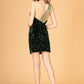 Elizabeth K - GS3086 - Sequin One Shoulder Cocktail Dress - Short