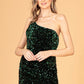 Elizabeth K - GS3086 - Sequin One Shoulder Cocktail Dress - Short