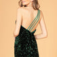 Elizabeth K - GS3086 - Sequin One Shoulder Cocktail Dress - Short