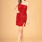 Elizabeth K - GS3086 - Sequin One Shoulder Cocktail Dress - Short