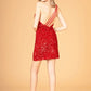 Elizabeth K - GS3086 - Sequin One Shoulder Cocktail Dress - Short