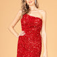 Elizabeth K - GS3086 - Sequin One Shoulder Cocktail Dress - Short