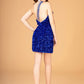 Elizabeth K - GS3086 - Sequin One Shoulder Cocktail Dress - Short