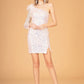 Elizabeth K - GS3092 - Sequin Asymmetric Neckline Cocktail Dress - Short